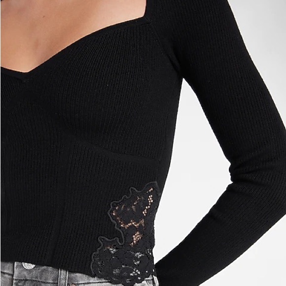 EXPRESS body contour lace pierced sweater - Picture 2 of 8